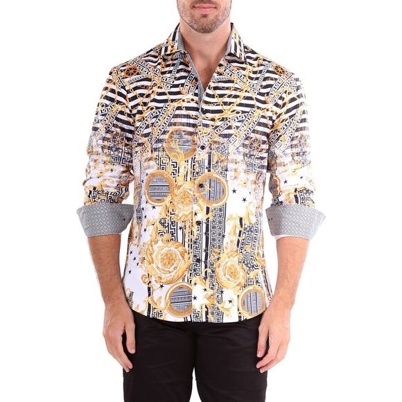 Bespoke Other - Egyptian Nights White Long Sleeve Dress Shirt Excellent Condition 4XL